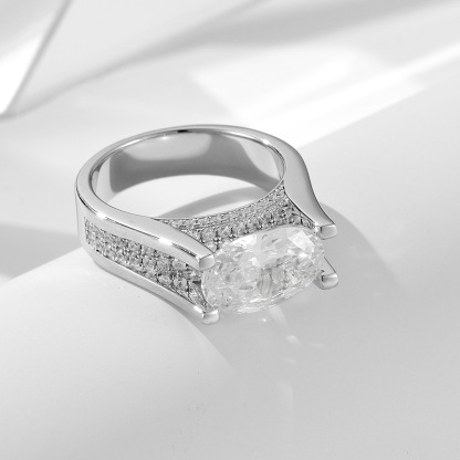 4Ct Oval Cut Vintage Sterling Silver Engagement Ring-Sterling Silver-lornajewelry