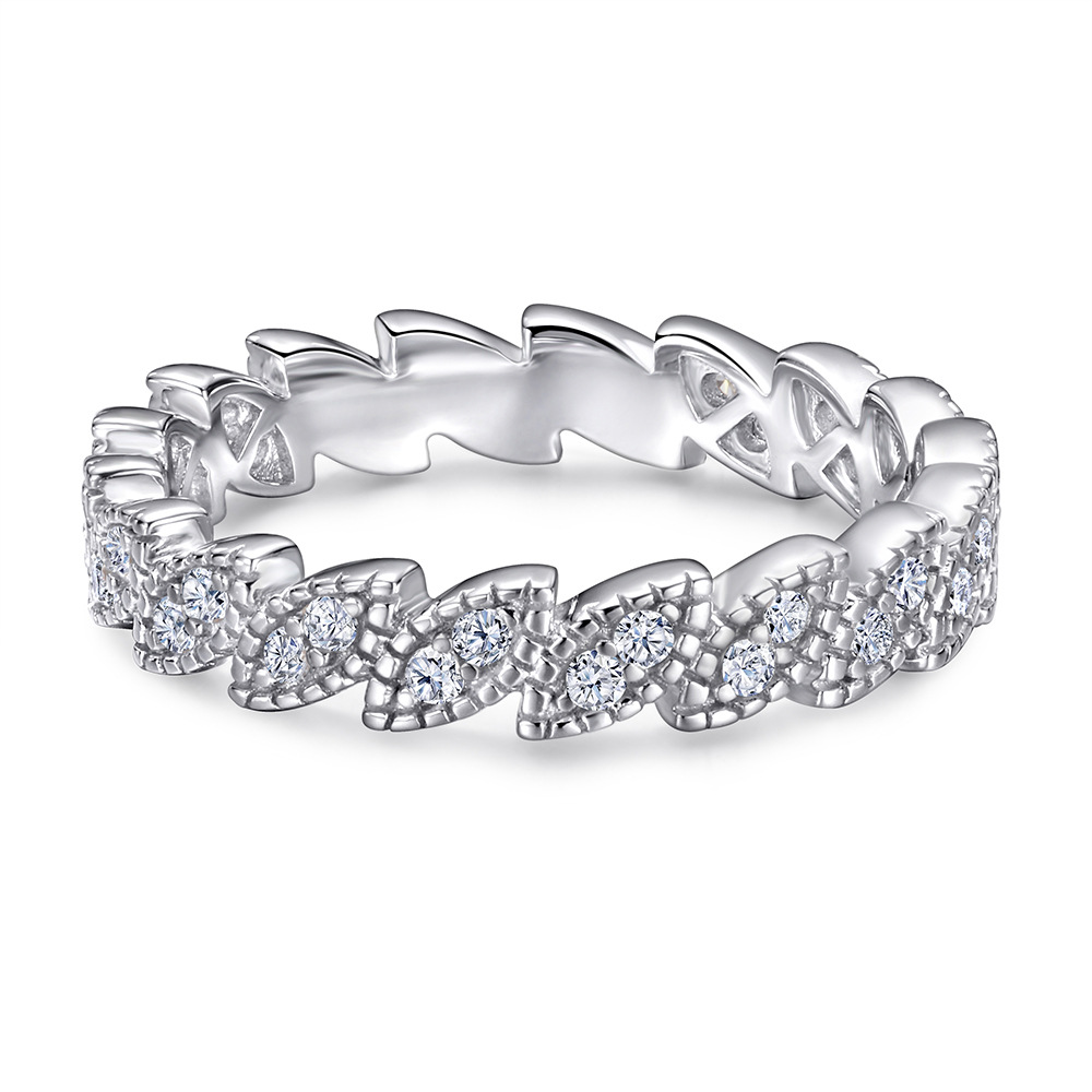 925 Sterling Silver Leaf Promise Yellow Gold Rose Gold White Wedding Band