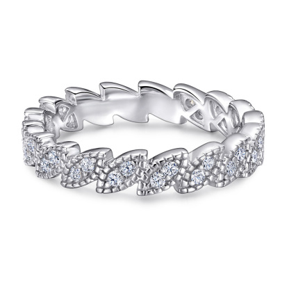 925 Sterling Silver Leaf Promise Yellow Gold Rose Gold White Wedding Band