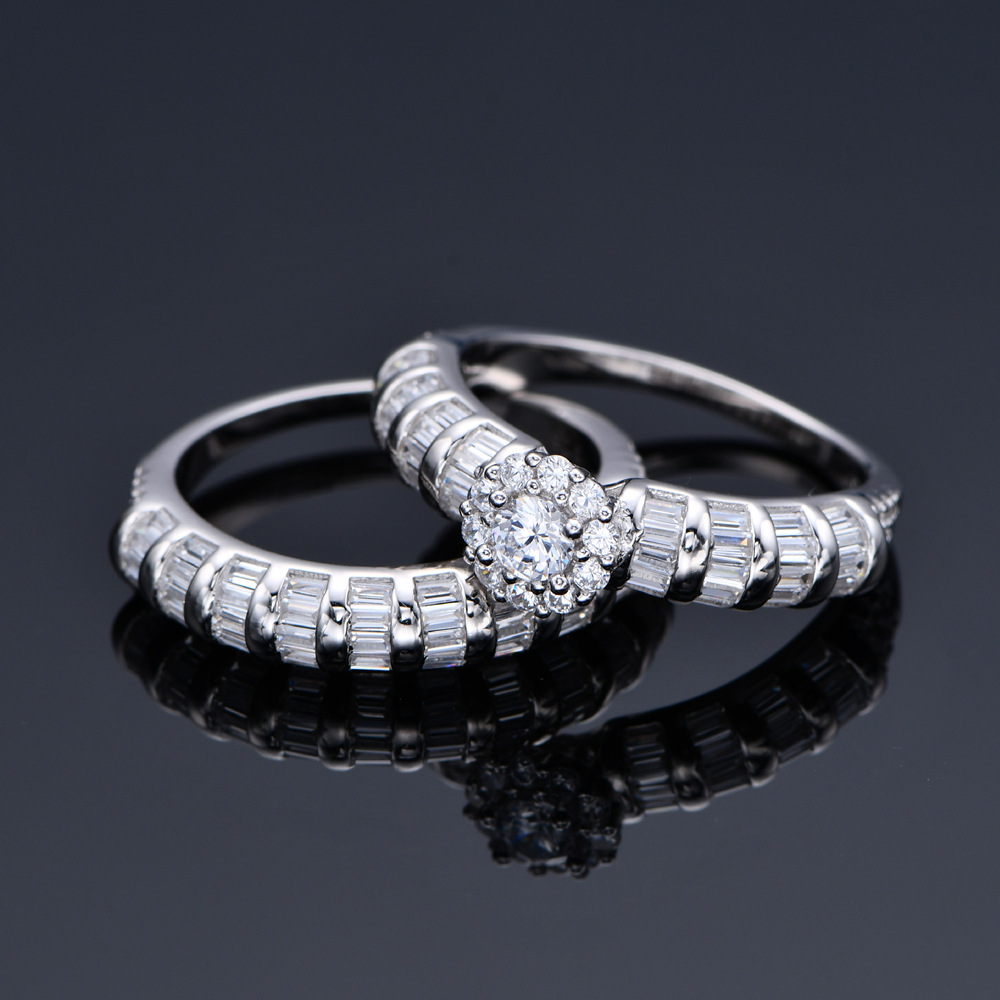 1Ct Elegant Round Cut Halo Wedding Bridal Set-Sterling Silver-lornajewelry