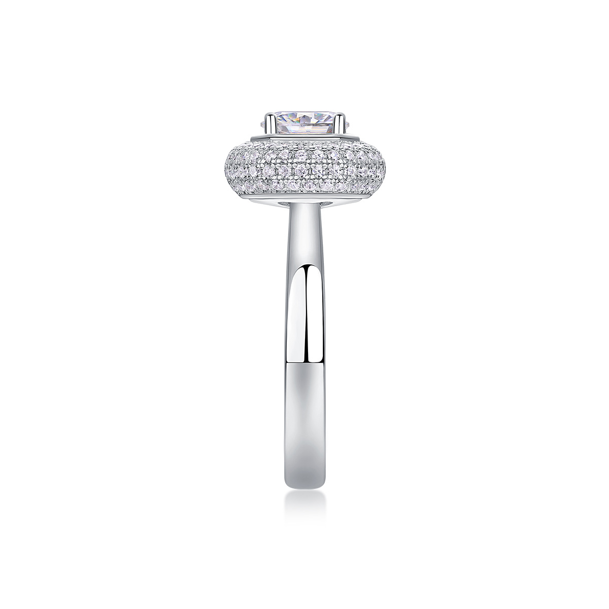 1Ct Round Cut Moissanite Centerpiece Halo Timeless Sparkle Sterling Silver Engagement Ring