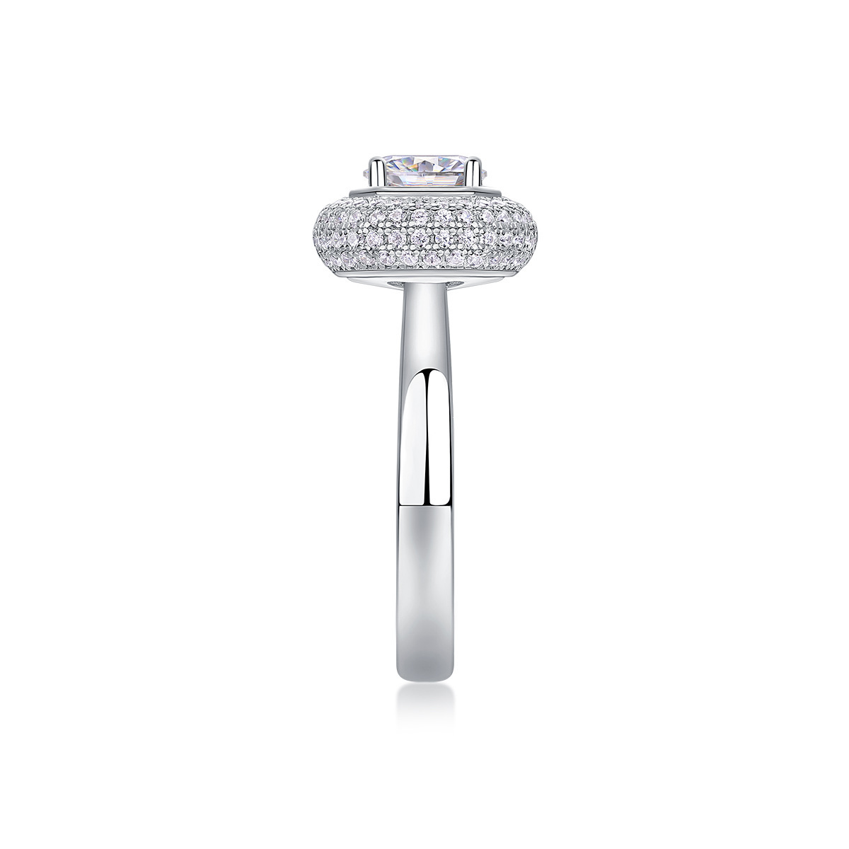 1Ct Round Cut Moissanite Centerpiece Halo Timeless Sparkle Sterling Silver Engagement Ring