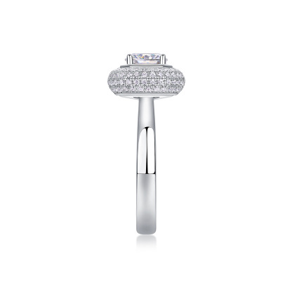 1Ct Round Cut Moissanite Centerpiece Halo Timeless Sparkle Sterling Silver Engagement Ring