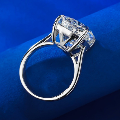 10Ct G-White Cushion Cut Solitaire Setting Ring-Sterling Silver-lornajewelry
