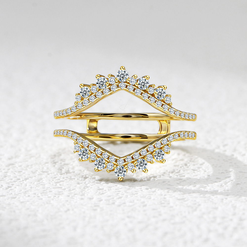 3Ct Radiant Cut Insert Luxury Stackable Crown Bridal Ring Set In Sterling Silver