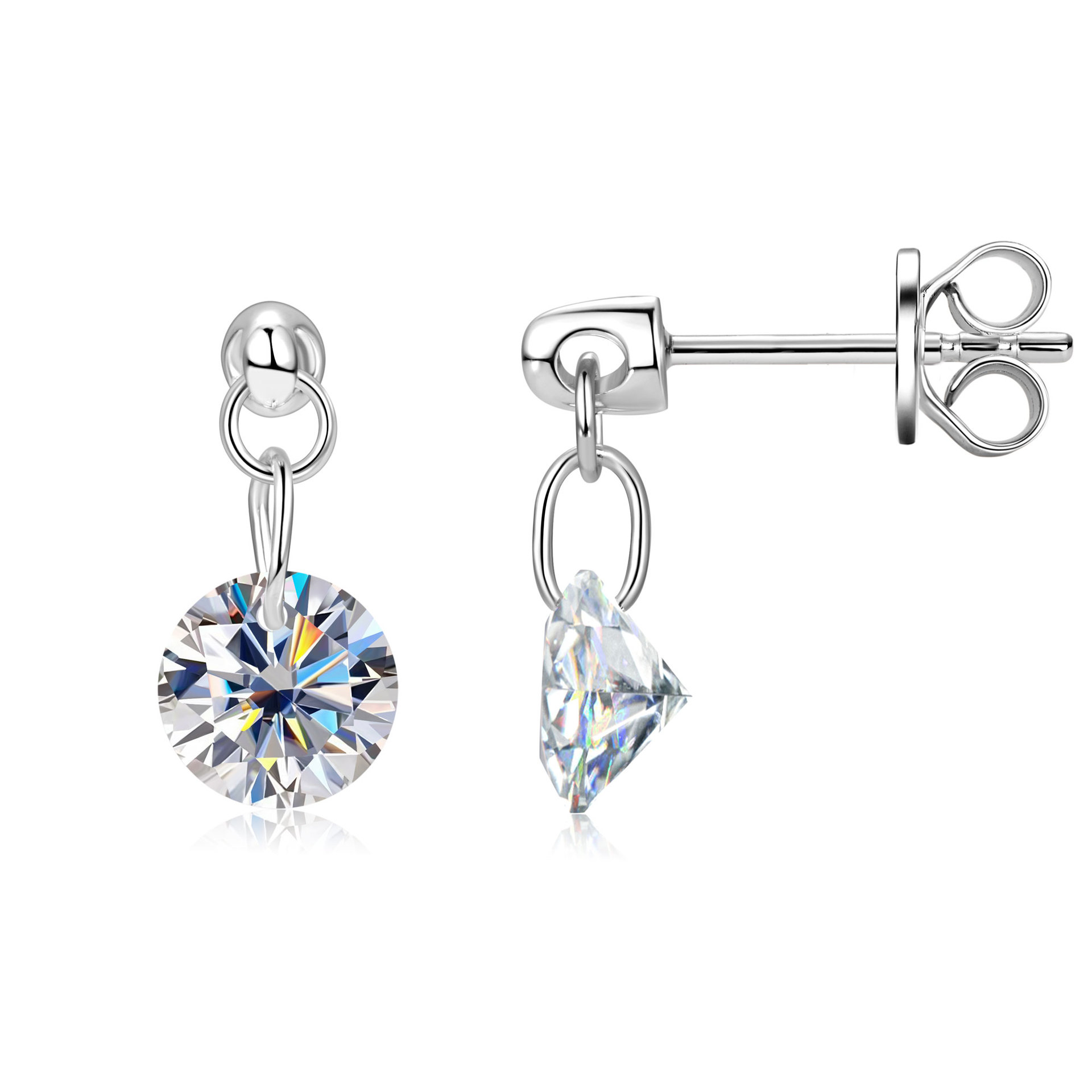 Moissanite Teardrop Tassel Stud Earrings in Sterling Silver