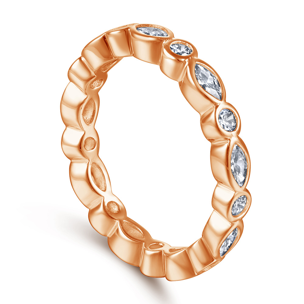 Bezel Marquise Round Full Eternity Wedding Band-Sterling Silver-lornajewelry