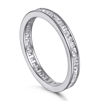 Sterling Silver Channel Set Cubic White Wedding Band