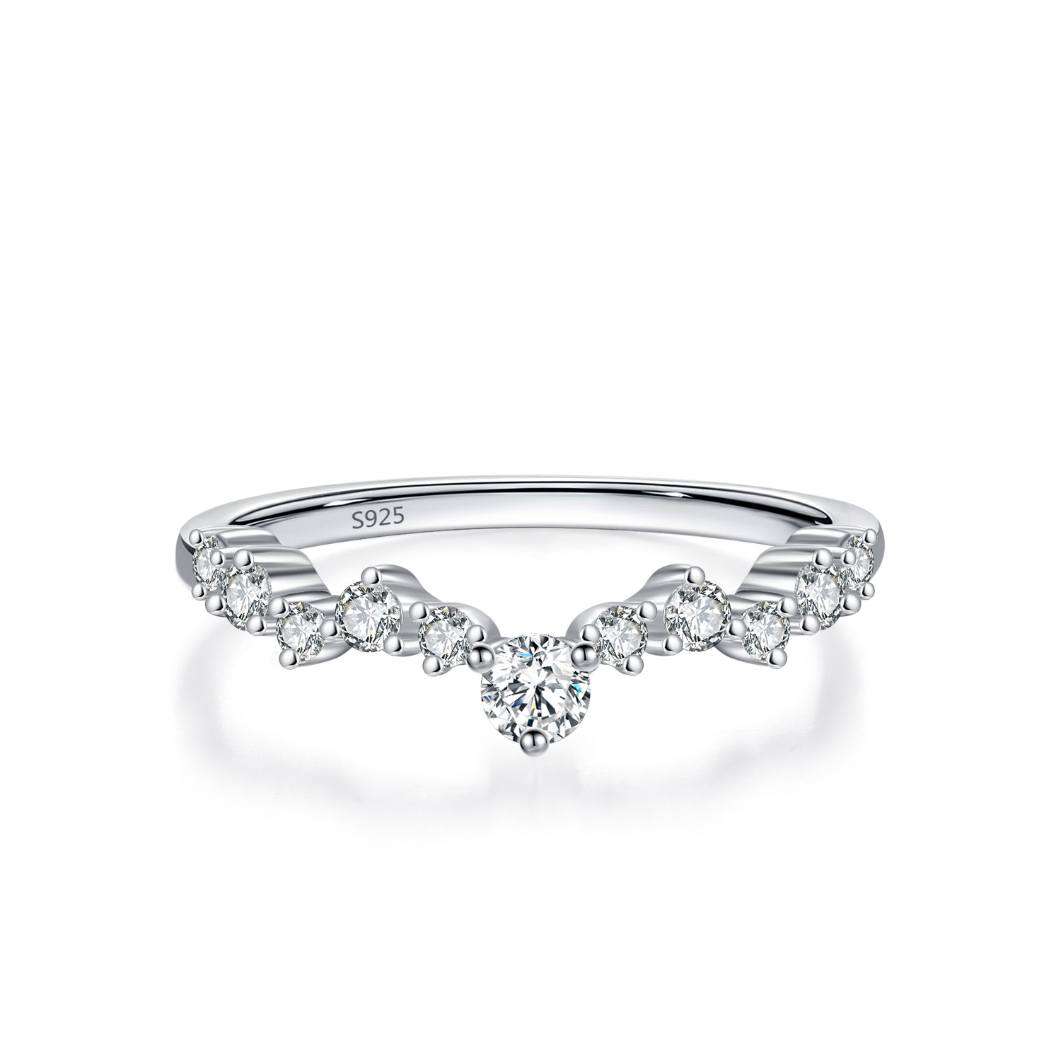 Half Circle Round V-shaped Female Wave Design Fashionable Personality Thin Style Wedding Band 