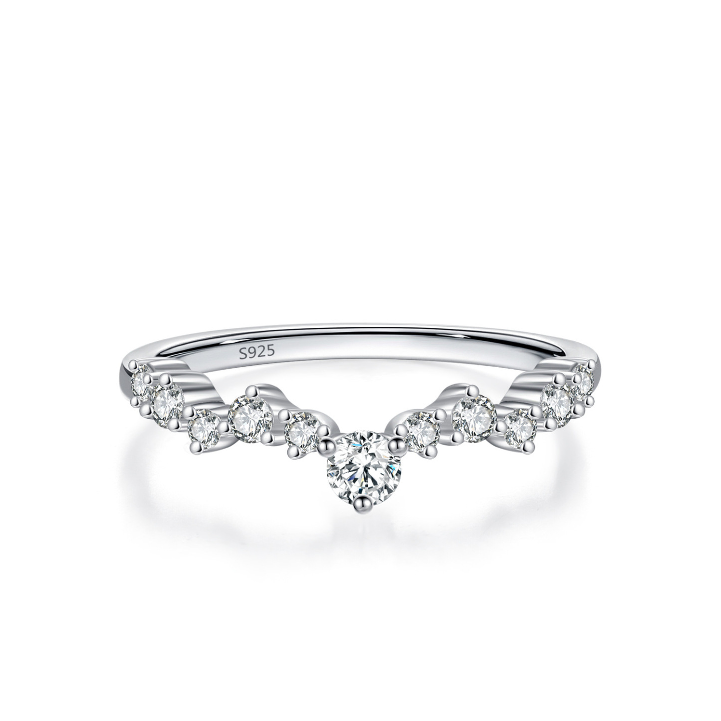 [Copy]Sterling Silver Irregular Design Delicate Multi-Stone Wedding Band
