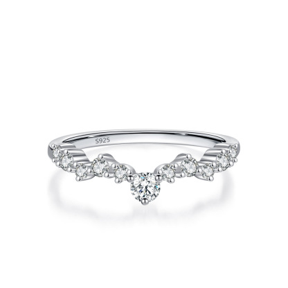 Half Circle Round V-shaped Female Wave Design Fashionable Personality Thin Style Wedding Band 