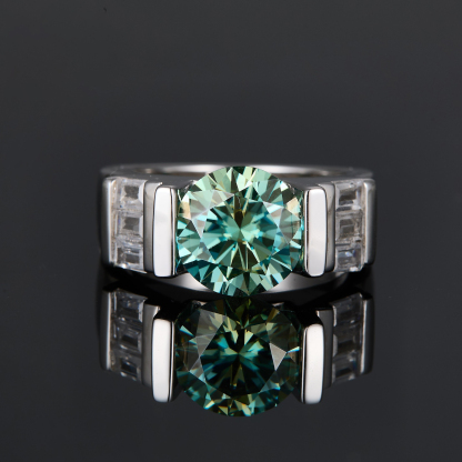 3Ct Moissanite Green TLuxurious Sterling Silver Engagement Ring-Sterling Silver-lornajewelry