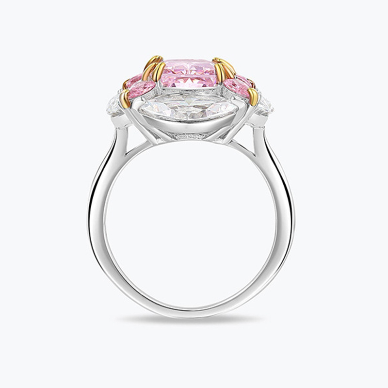 4Ct Pink Diamond Radiant Cut Prong Setting Luxury Style Ring-Sterling Silver-lornajewelry