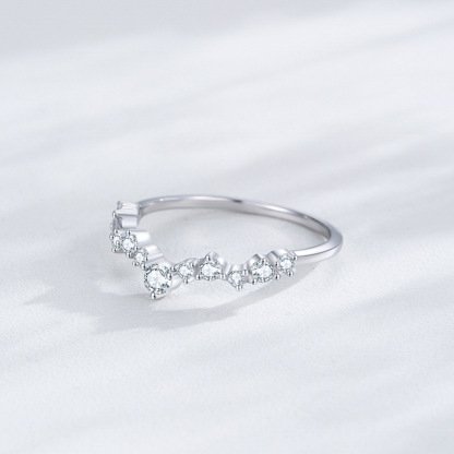 Half Circle Round V-shaped Female Wave Design Fashionable Personality Thin Style Wedding Band 