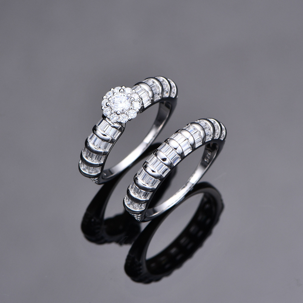 1Ct Elegant Round Cut Halo Wedding Bridal Set-Sterling Silver-lornajewelry