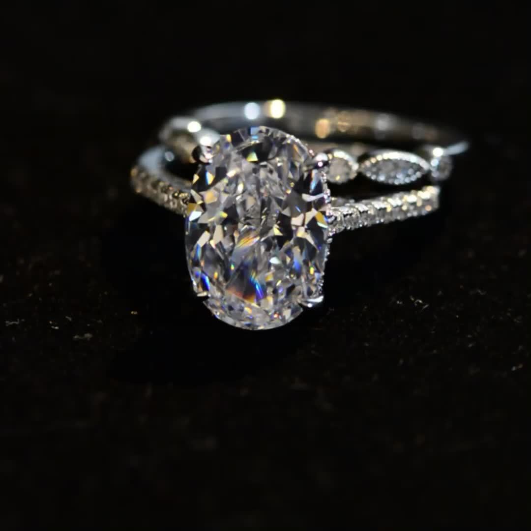 5Ct Stunning Oval Cut Wedding Set In Sterling Silver