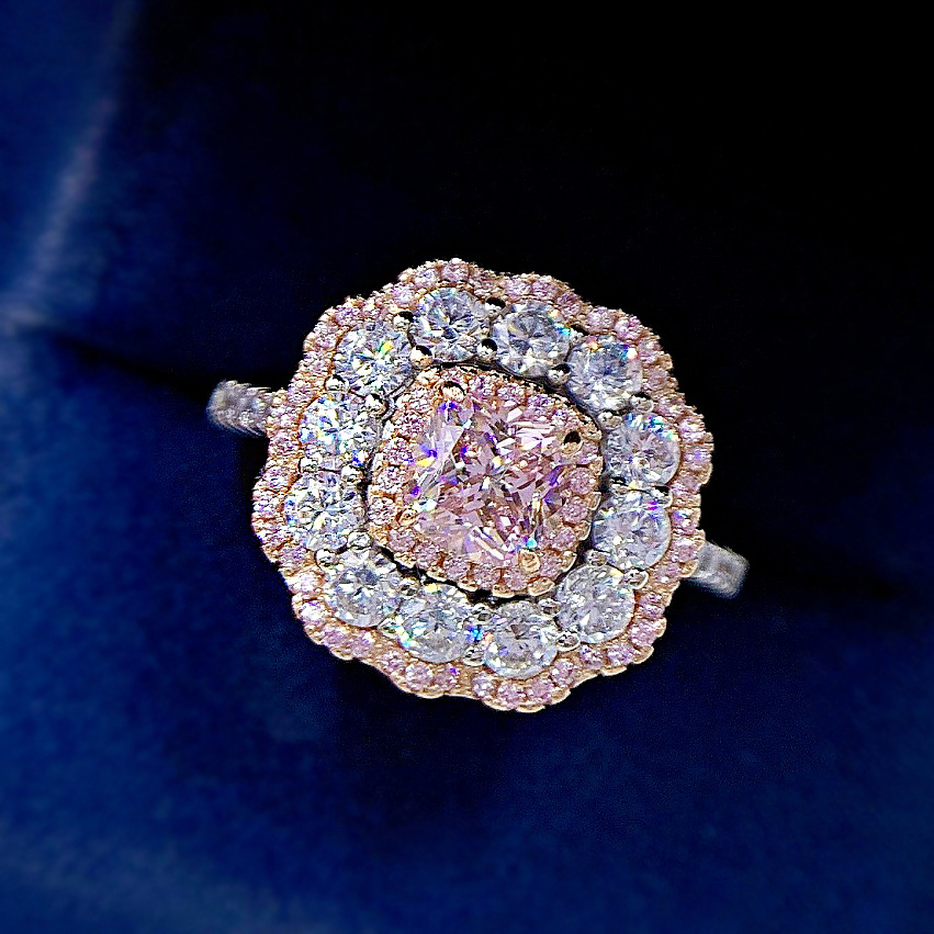 2Ct Cushion Cut Double Halo Pink Gemstone Ring-Sterling Silver-lornajewelry