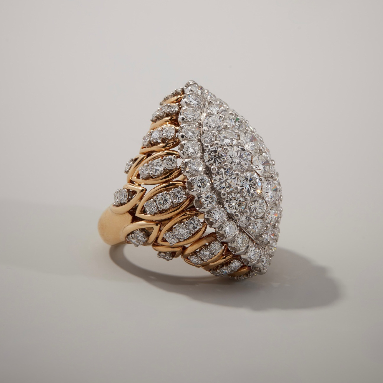 Luxury Round Cut Full Pave Sparkle Stylish Unique Design Engagement Ring in Sterling Silver