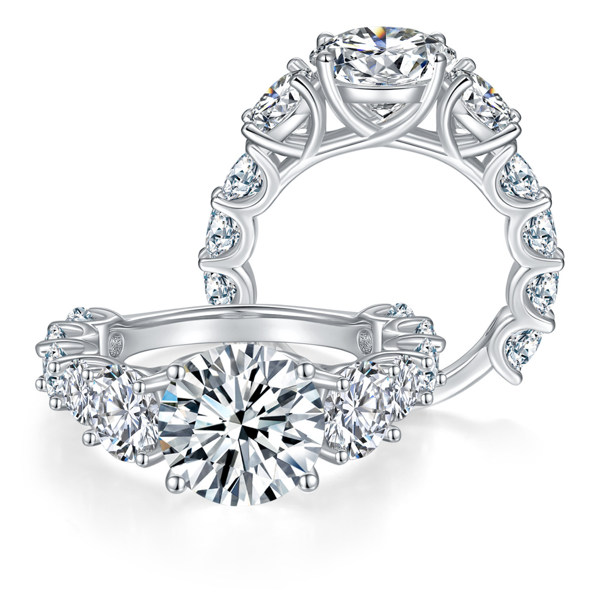 4Ct Moissanite Full Eternity Sparkling Sterling Silver Engagement Ring