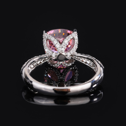 3.5Ct Padparadscha Cushion Cut Pave Setting Ring-Sterling Silver-lornajewelry