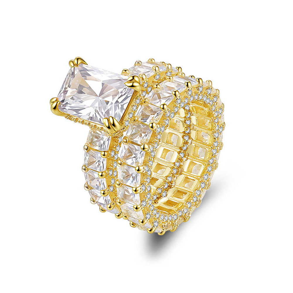 5Ct Luxe Radiant Cut Engagement Ring and Radiant Cut Wedding Band Set