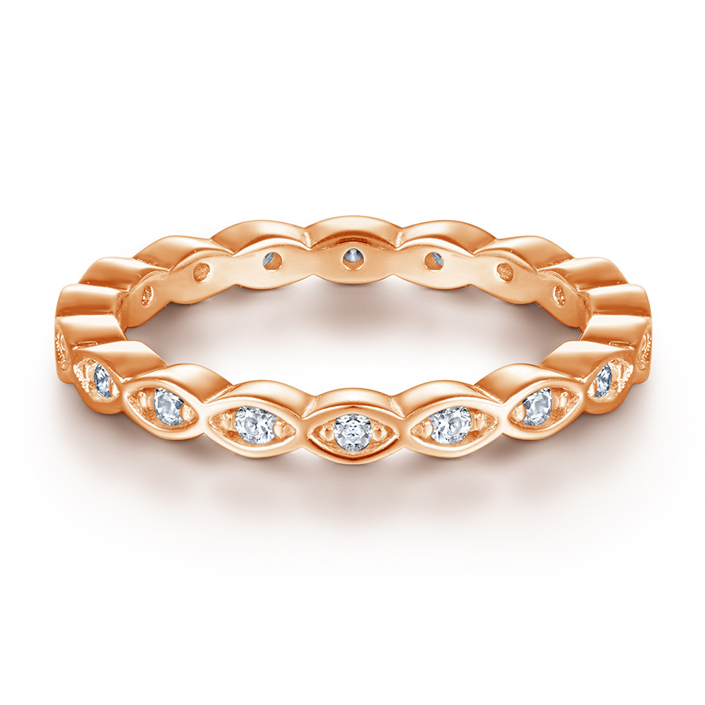 Beading Marquise Silver Rose Gold White Wedding Band