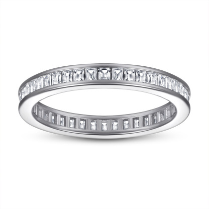 Sterling Silver Channel Set Cubic White Wedding Band
