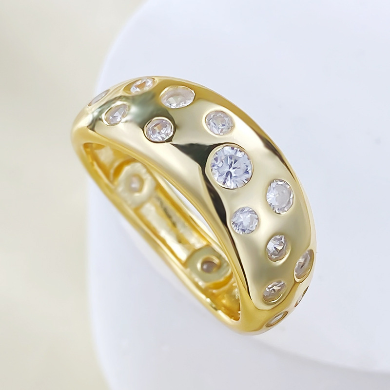 Yellow Gold Round Cut Bezel Setting Band-Sterling Silver-lornajewelry