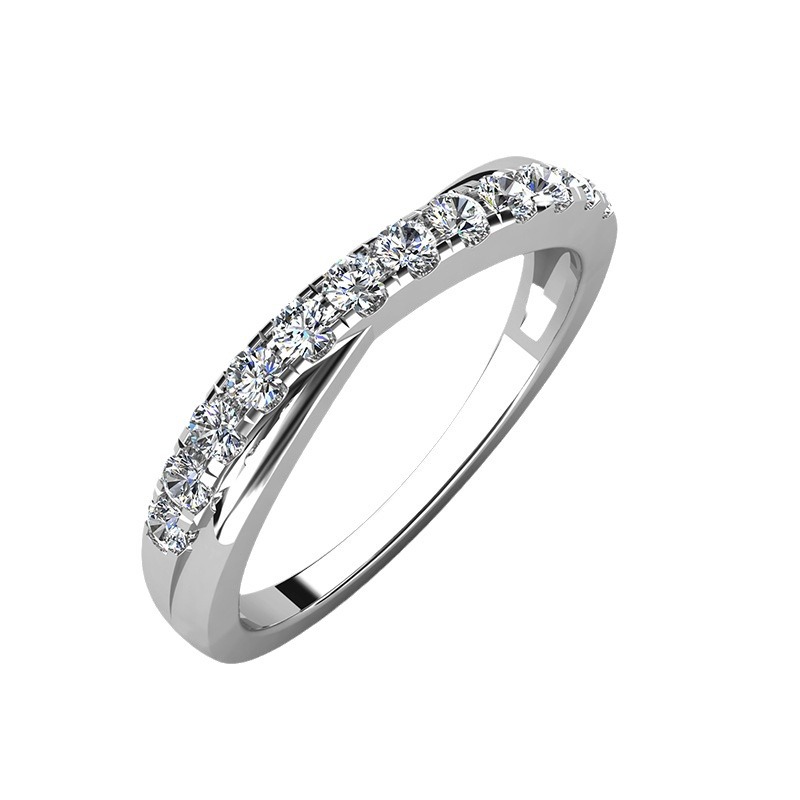 Moissanite Casual versatile Pave Full Eternity Wedding Band Stackable Ring In Sterling Silver