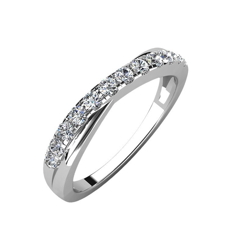 Moissanite Pave Full Eternity Wedding Band Stackable Ring In Sterling Silver-lornajewelry