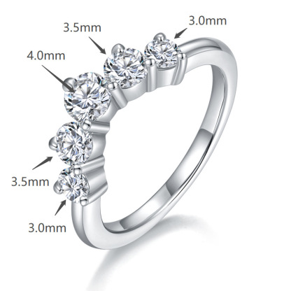 Moissanite Classic Five Stone Round Cut Engagement Ring