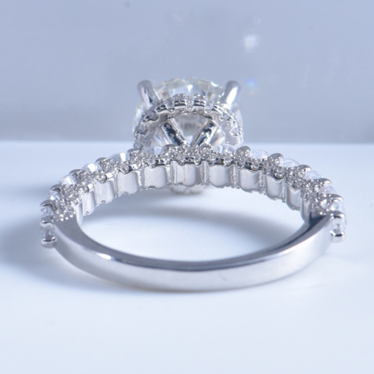 3Ct Moissanite Round Side Stone Engagement Ring