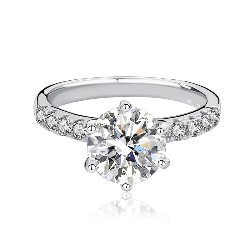 2Ct Moissanite Round Cut Half Eternity Engagement Ring-Sterling Silver-lornajewelry