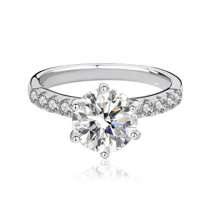 2Ct Moissanite Round Cut Half Eternity Engagement Ring-Sterling Silver-lornajewelry