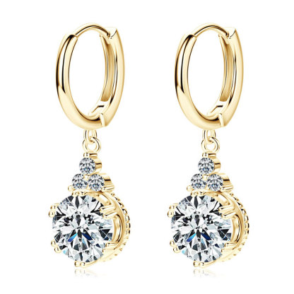 4Ct Moissanite Multi-Stone Drop Hoop Earrings in 925 Silver