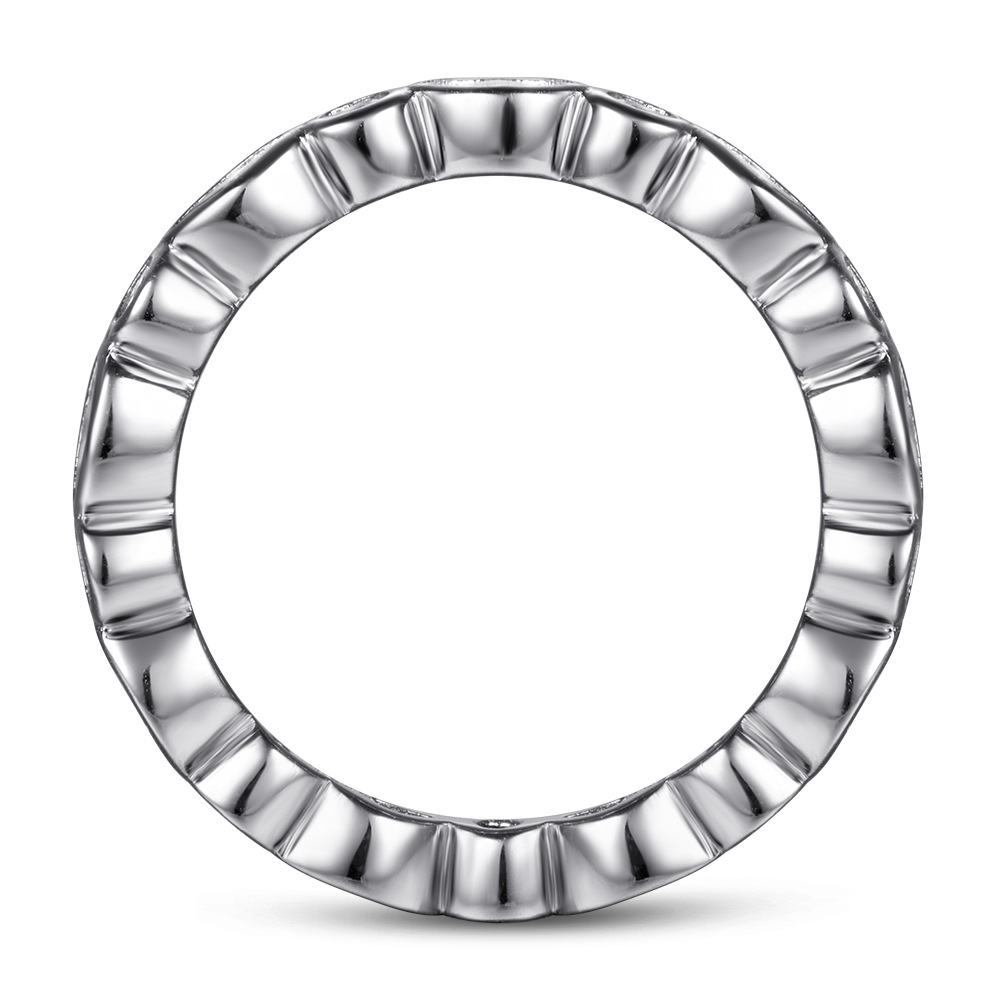 Bezel Marquise Round Full Eternity Wedding Band-Sterling Silver-lornajewelry