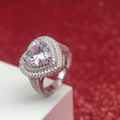 3.5Ct Heart Cut Double Halo Split Shank Exquisite Pave Engagement Ring