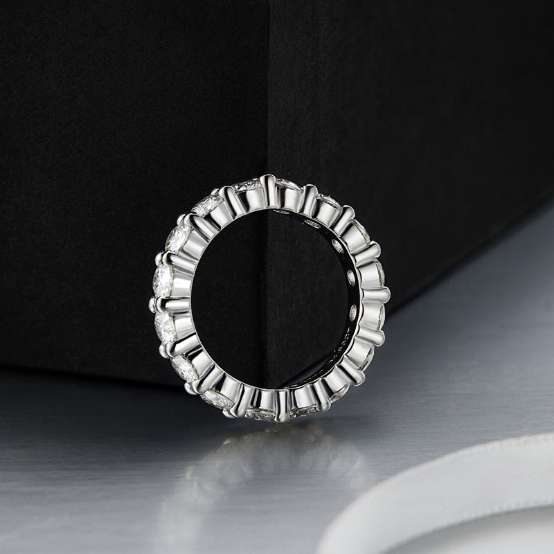 Moissanite Full Eternity Wedding Band Stackable Ring In Sterling Silver