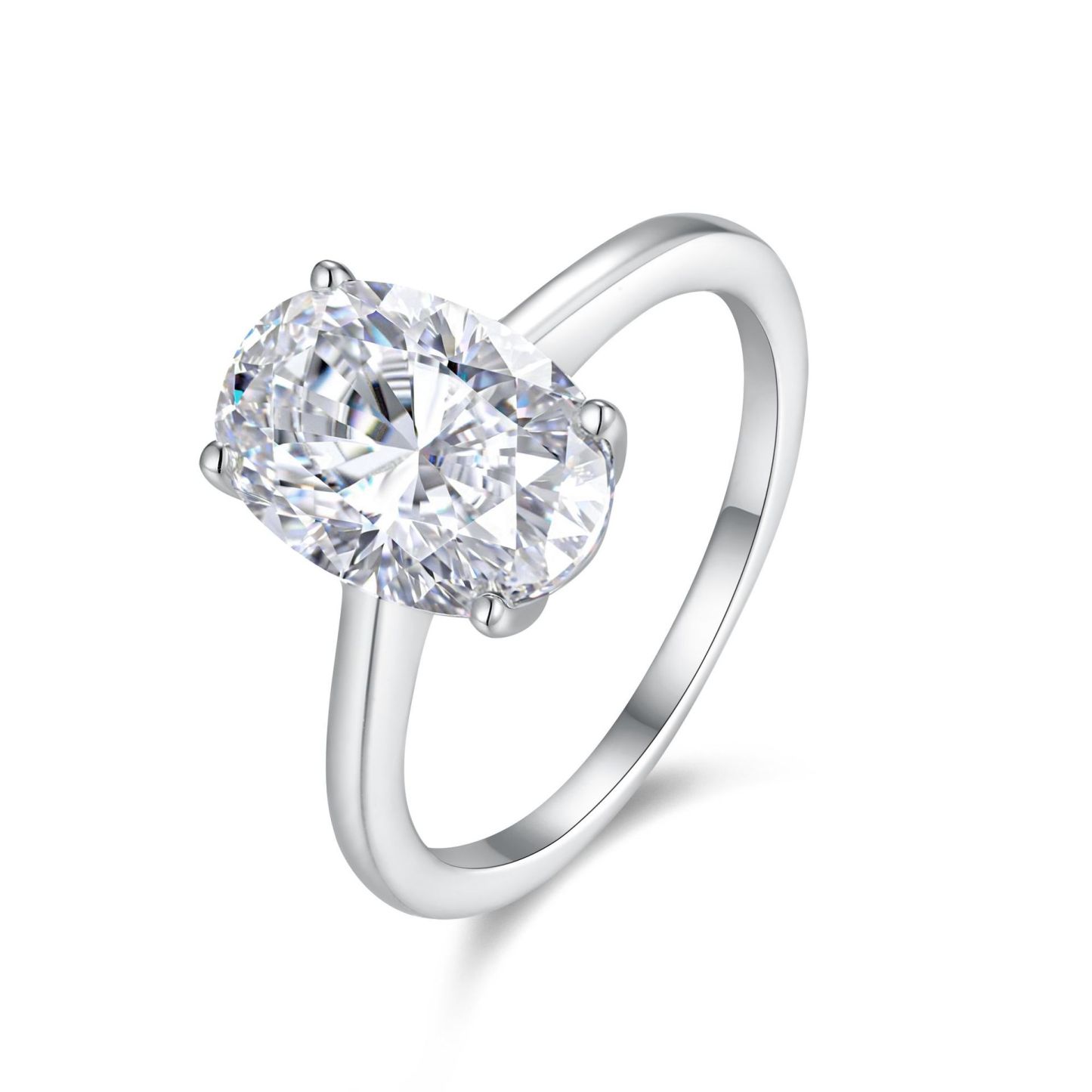 3Ct Oval Cut Moissanite Luxurious Sparkle Fashion Forward Sterling Silver Engagement Ring