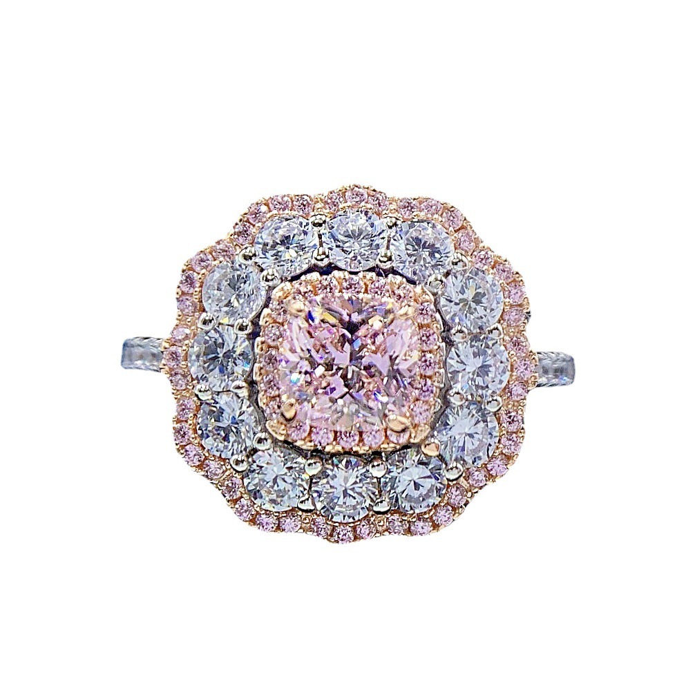 2Ct Cushion Cut Double Halo Pink Gemstone Ring-Sterling Silver-lornajewelry