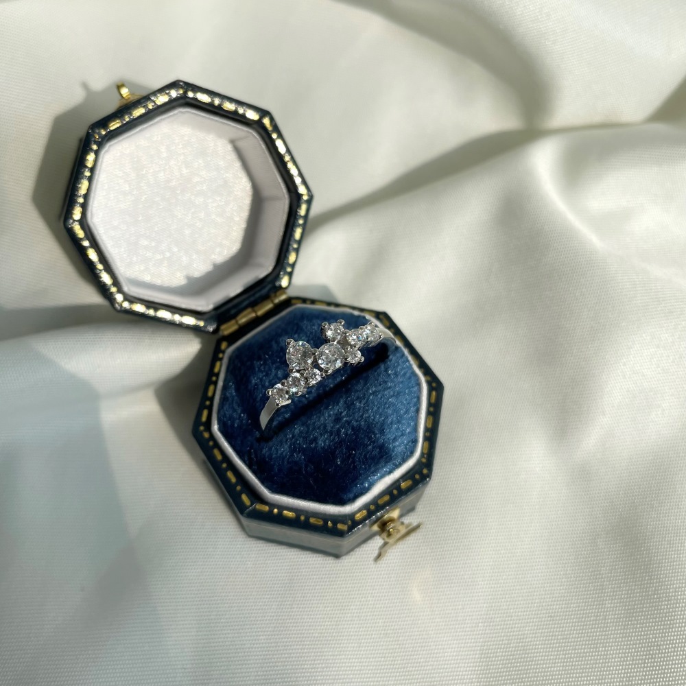 Sterling Silver Irregular Design Delicate Multi-Stone Wedding Band