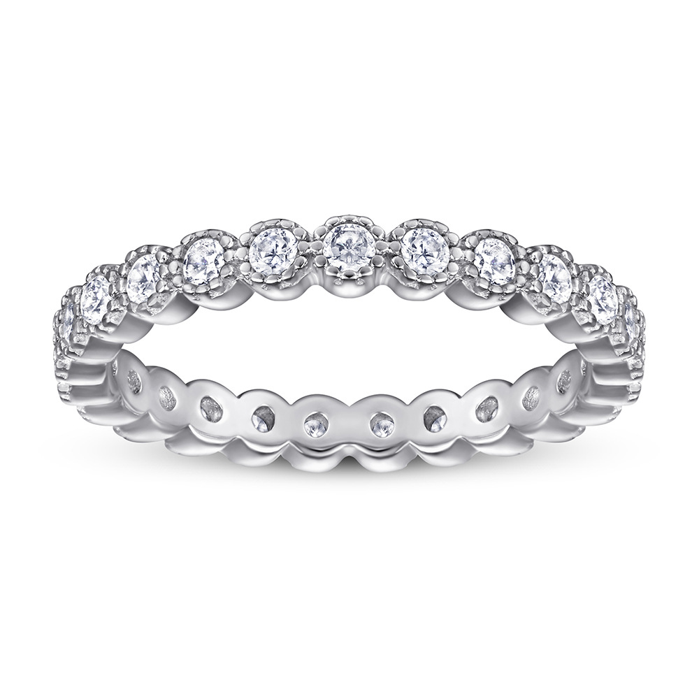 Vintage Pave Wedding Band In Sterling Silver