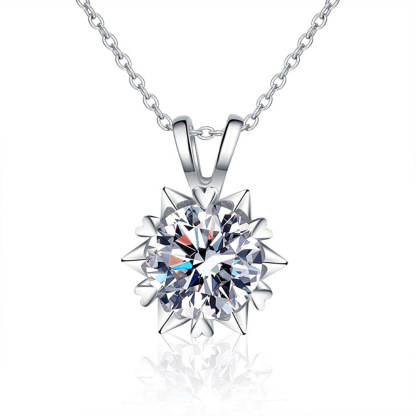 1Ct Moissanite Hexagram Snowflake Necklace in 925 Sterling Silver