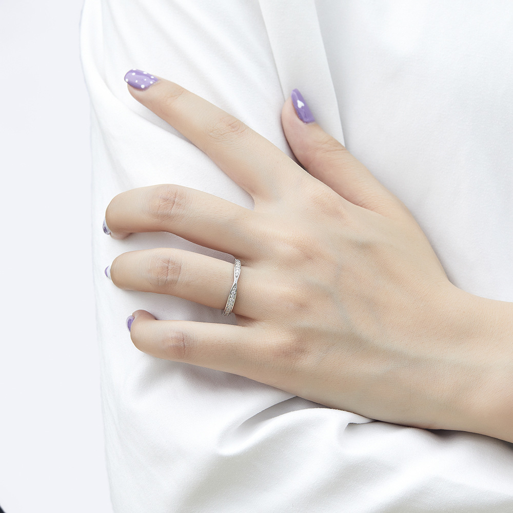 Sterling Silver Eternity Rose Gold White Wedding Band