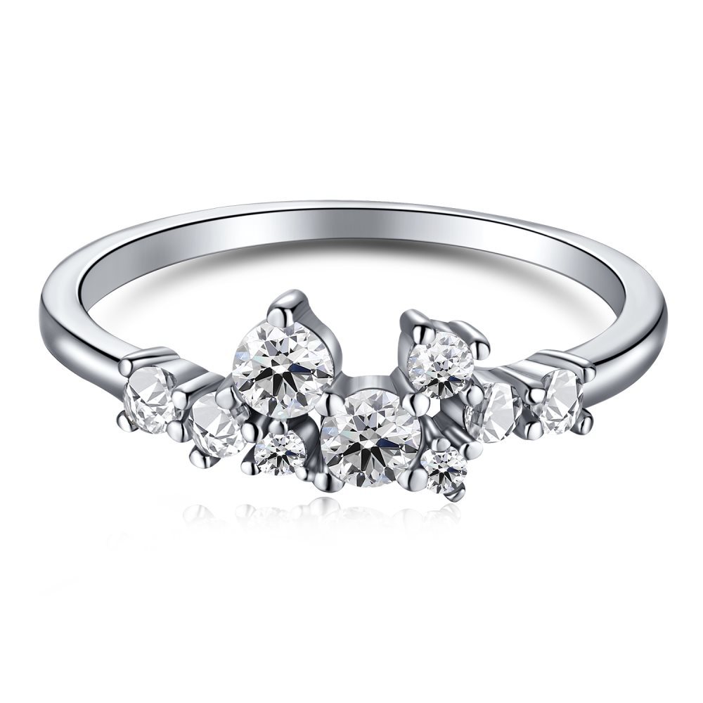 Sterling Silver Irregular Design Delicate Multi-Stone Wedding Band