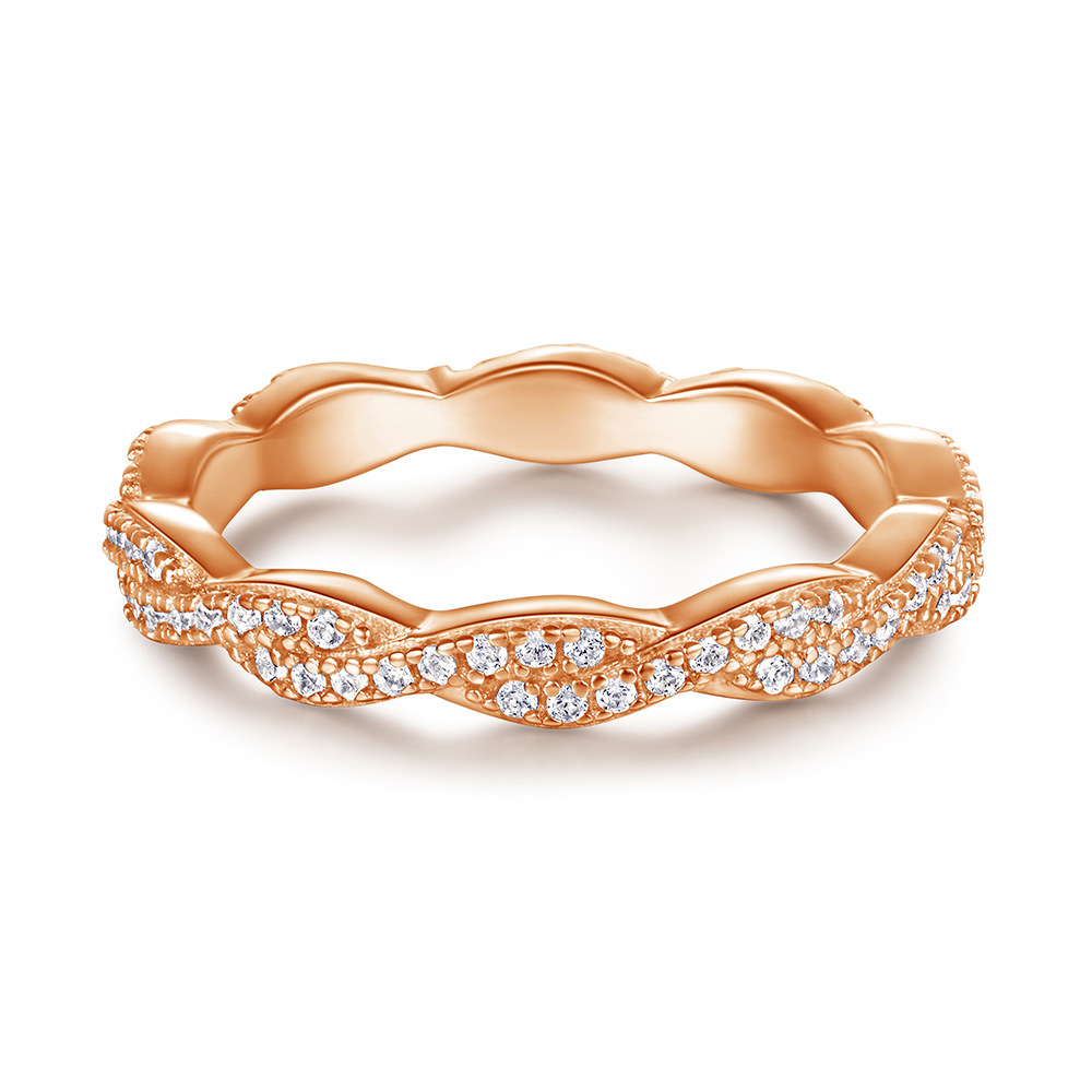 Elegant Pave Twist Eternity Wedding Band for Women In Sterling Silver