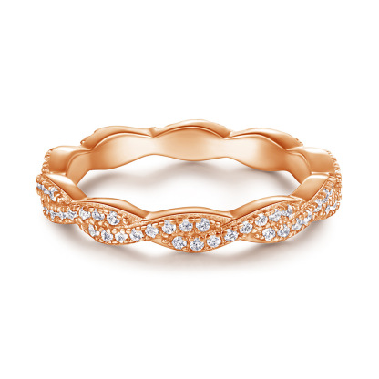 Elegant Pave Twist Eternity Wedding Band for Women In Sterling Silver