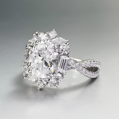 1.5Ct White Oval Cut Prong Setting Classic Style Ring-Sterling Silver-lornajewelry