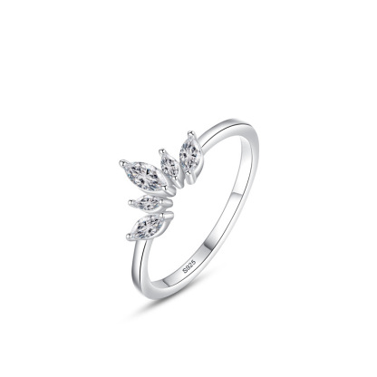 925Silver Rings Dainty Trendy Princess Crown Wedding Band 