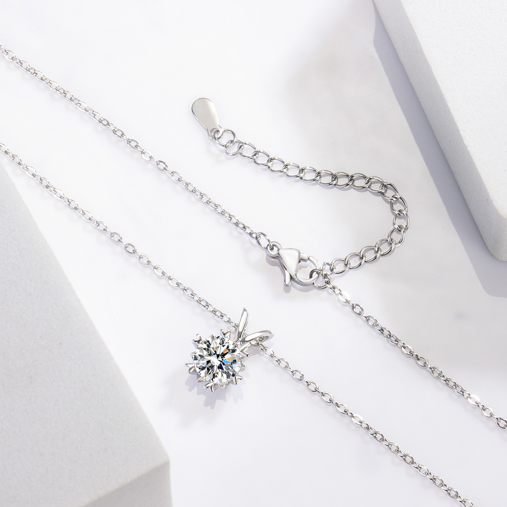 1Ct Moissanite Hexagram Snowflake Necklace in 925 Sterling Silver